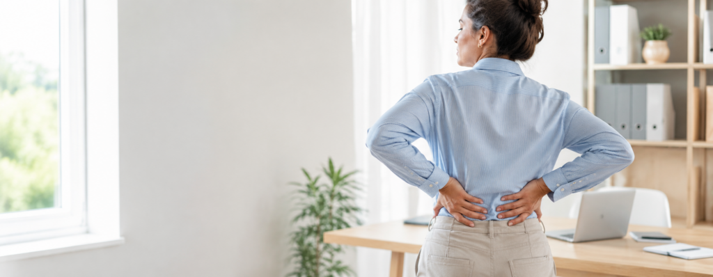 Patient with lower back pain seeking chiropractic back pain relief options in Charlotte NC