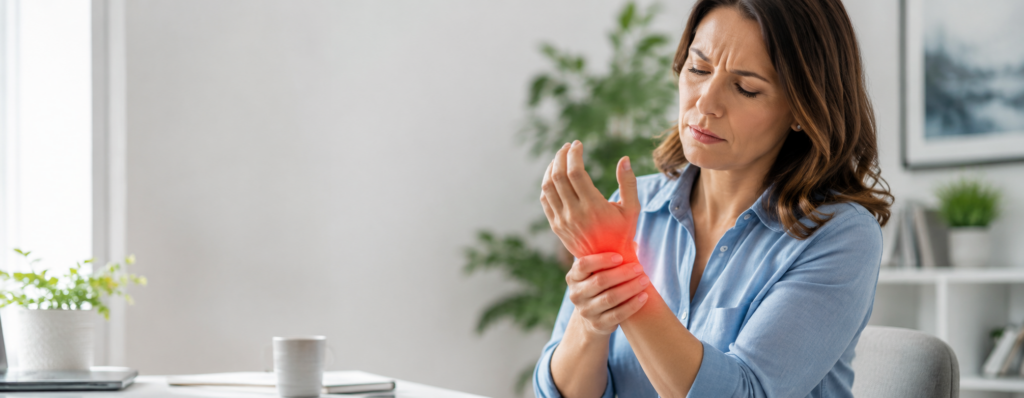 Person suffering from carpal tunnel symptoms and seeking chiropractic care in Charlotte NC