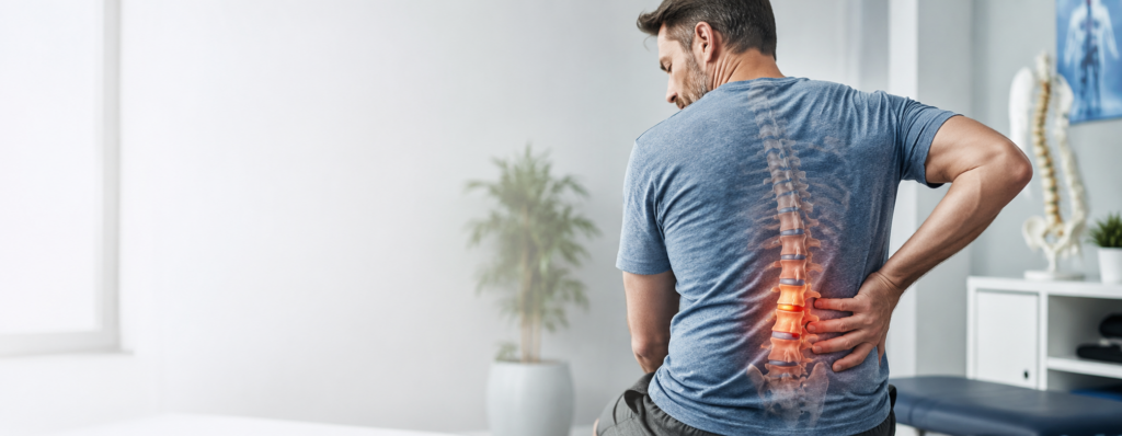 Person suffering from a spinal disc injury while looking for disc pain relief in Charlotte NC
