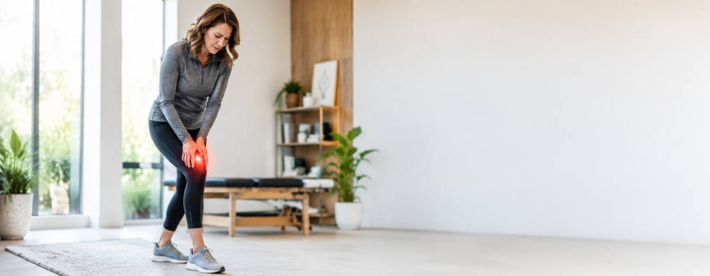 Person suffering from knee pain while looking for pain relief in Charlotte NC