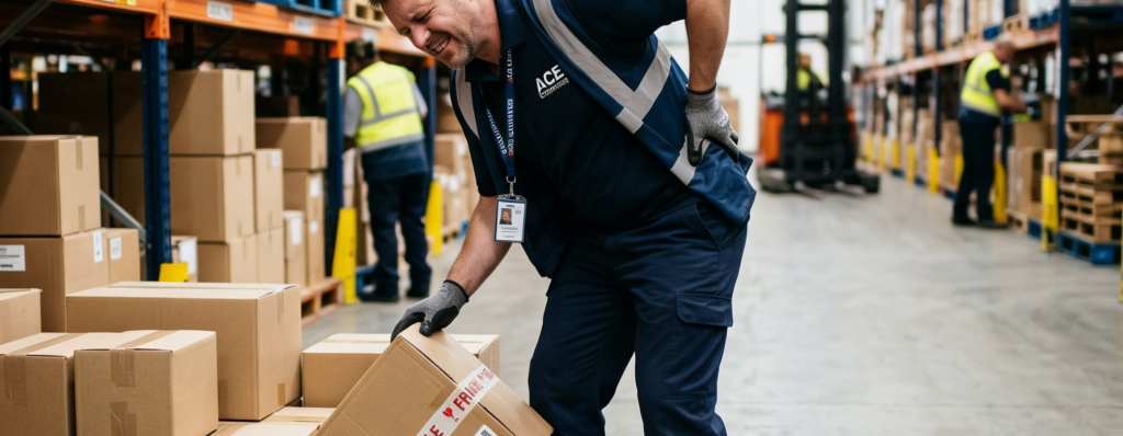Worker with back pain from a workplace lifting injury seeking chiropractic care in Charlotte NC